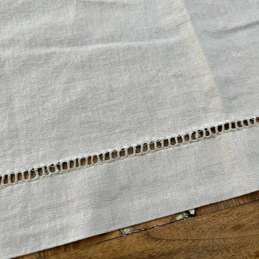 Tan Linen Cotton Blend Tablecloth 47